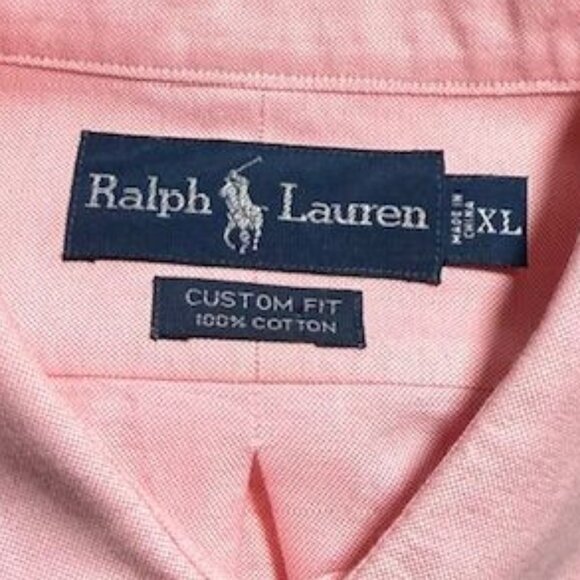 Ralph Lauren Polo Pink Brown Pony 100% Cotton Custom Fit Button Down Shirt - Picture 9 of 10